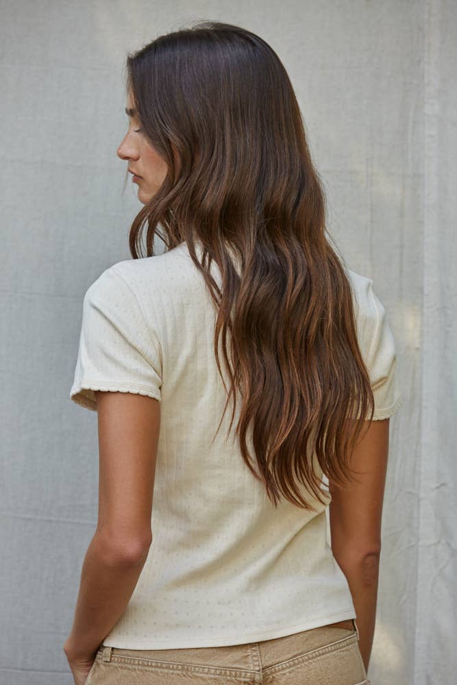 Carrie Cream Pointelle Top