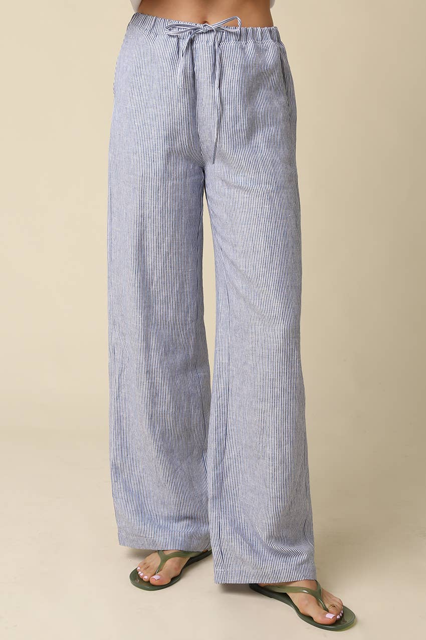 Sky Linen Wide Leg Pants