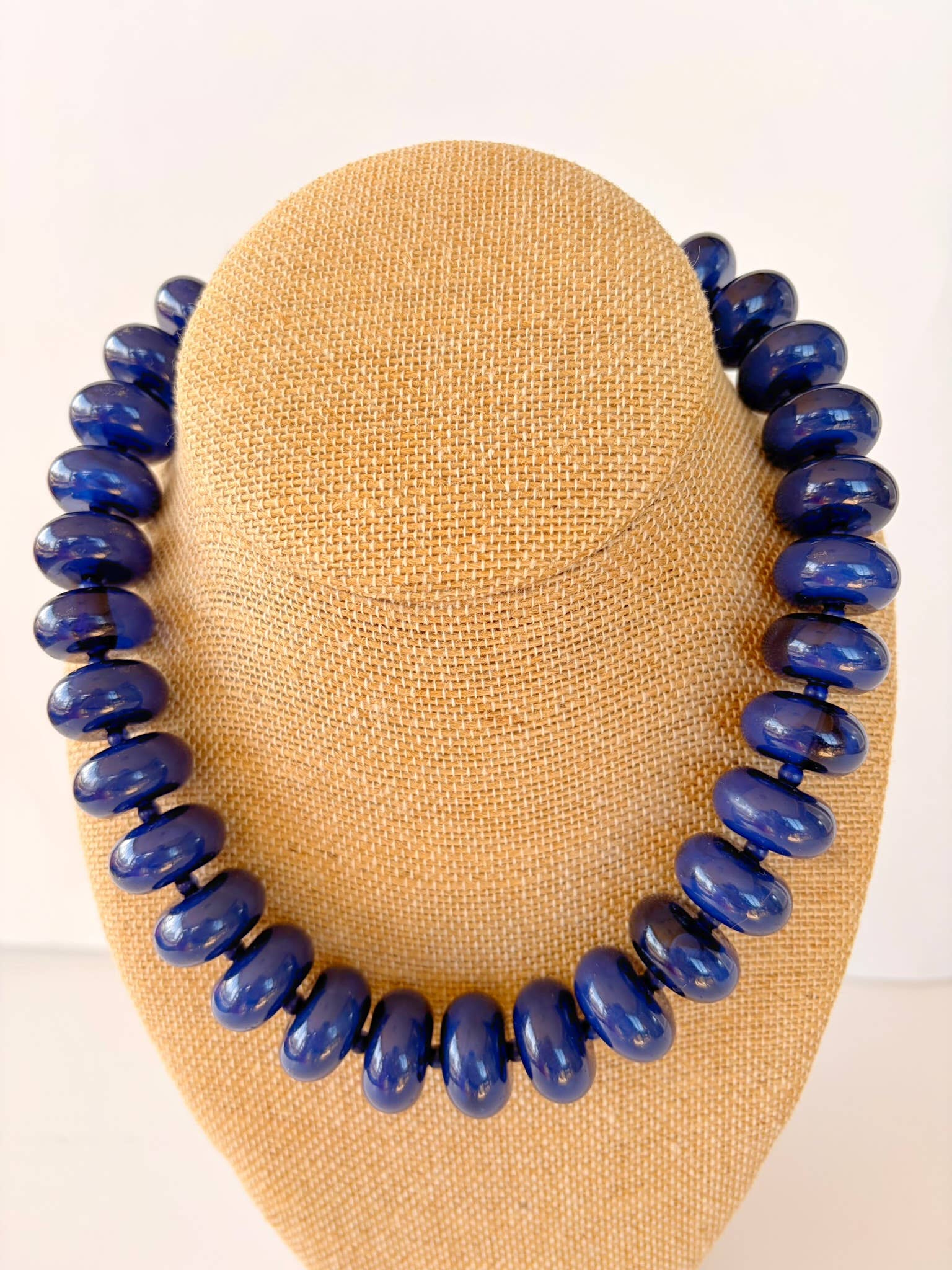 The Rory — Navy Blue Large Rondelle Beaded Necklace