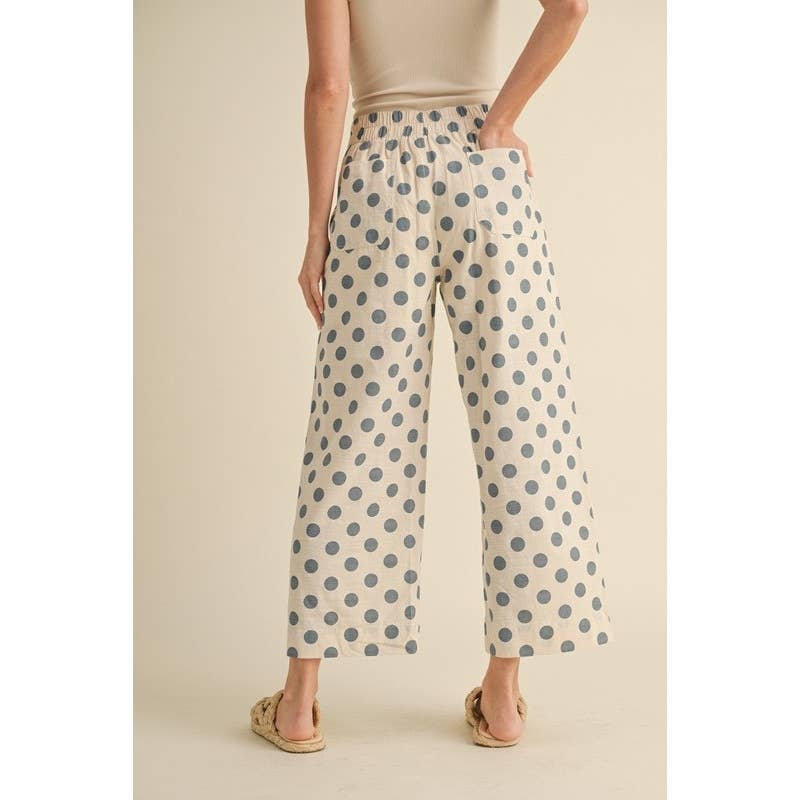Polka dot print wide leg pants