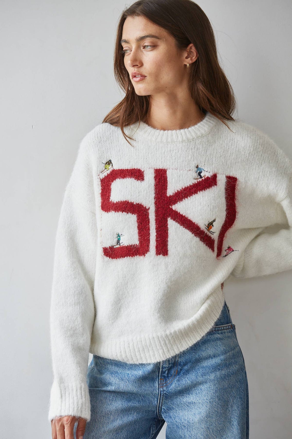 Ivory Ski Graphic Sweater