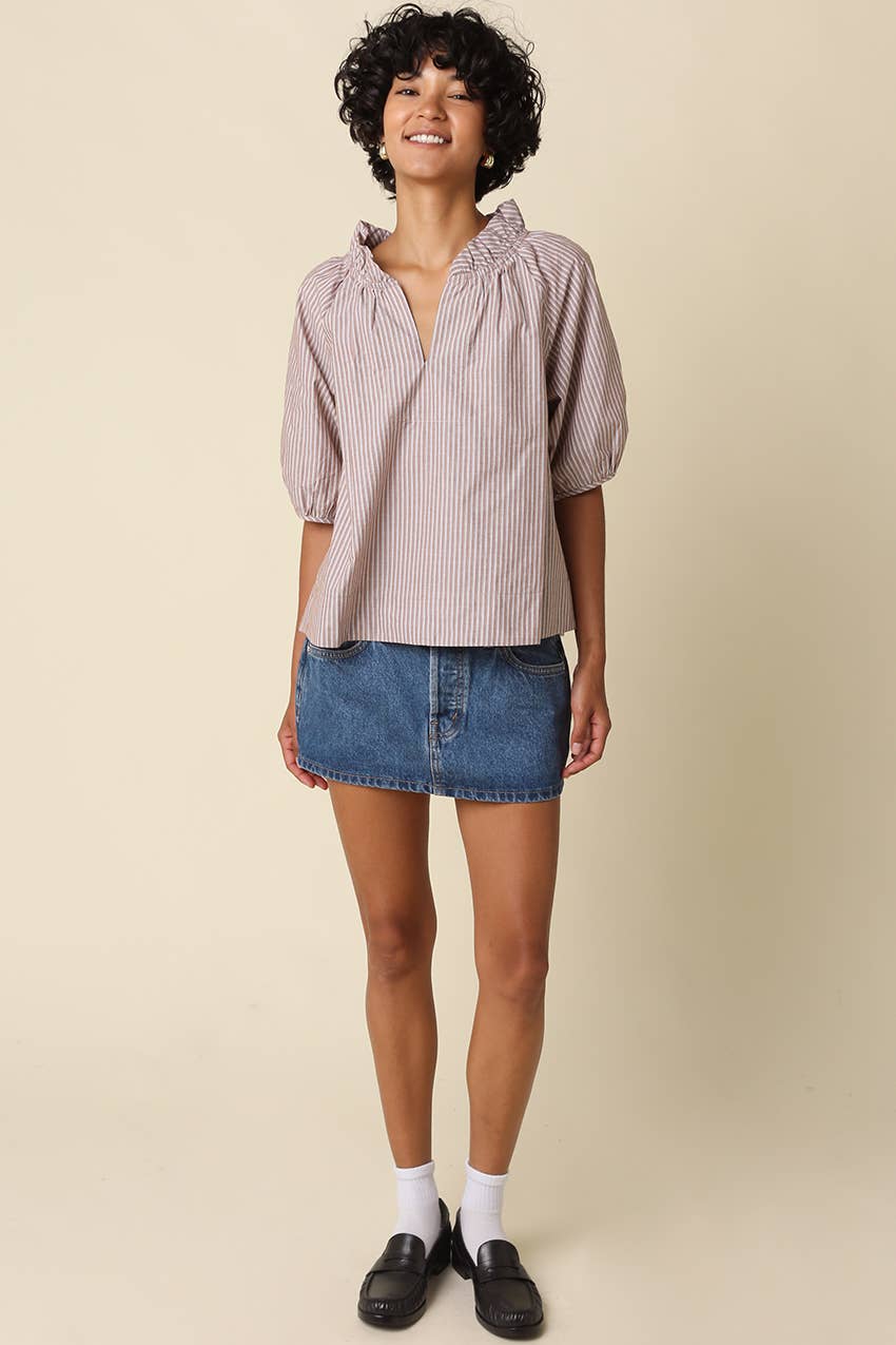 Evan Stripe Puff Sleeve Blouse