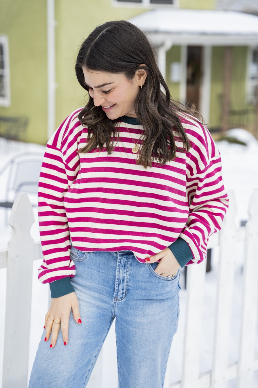 Berry & Teal Striped Tee