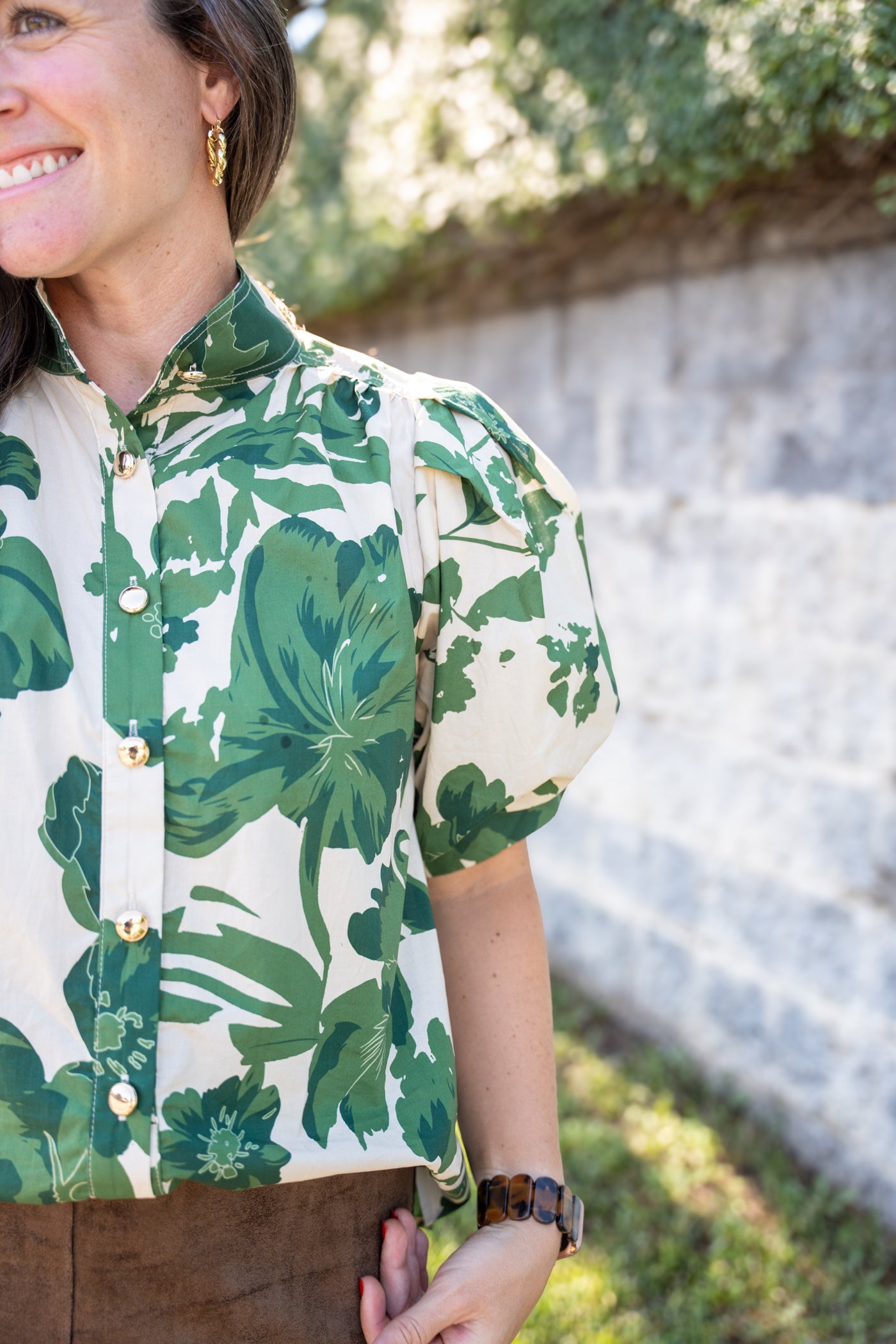 Olive Floral Blouse