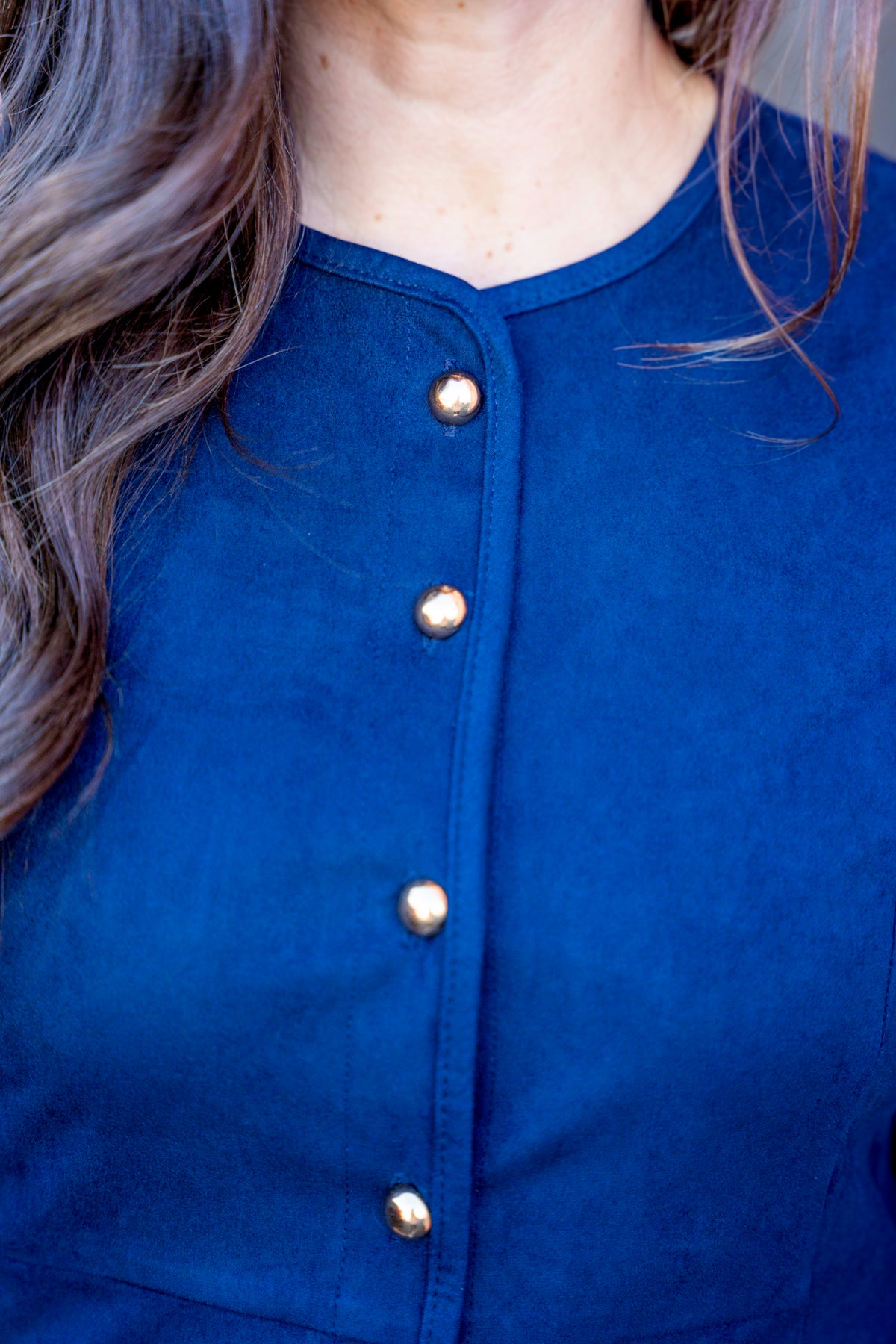 Faux Suede Gold Button Dress