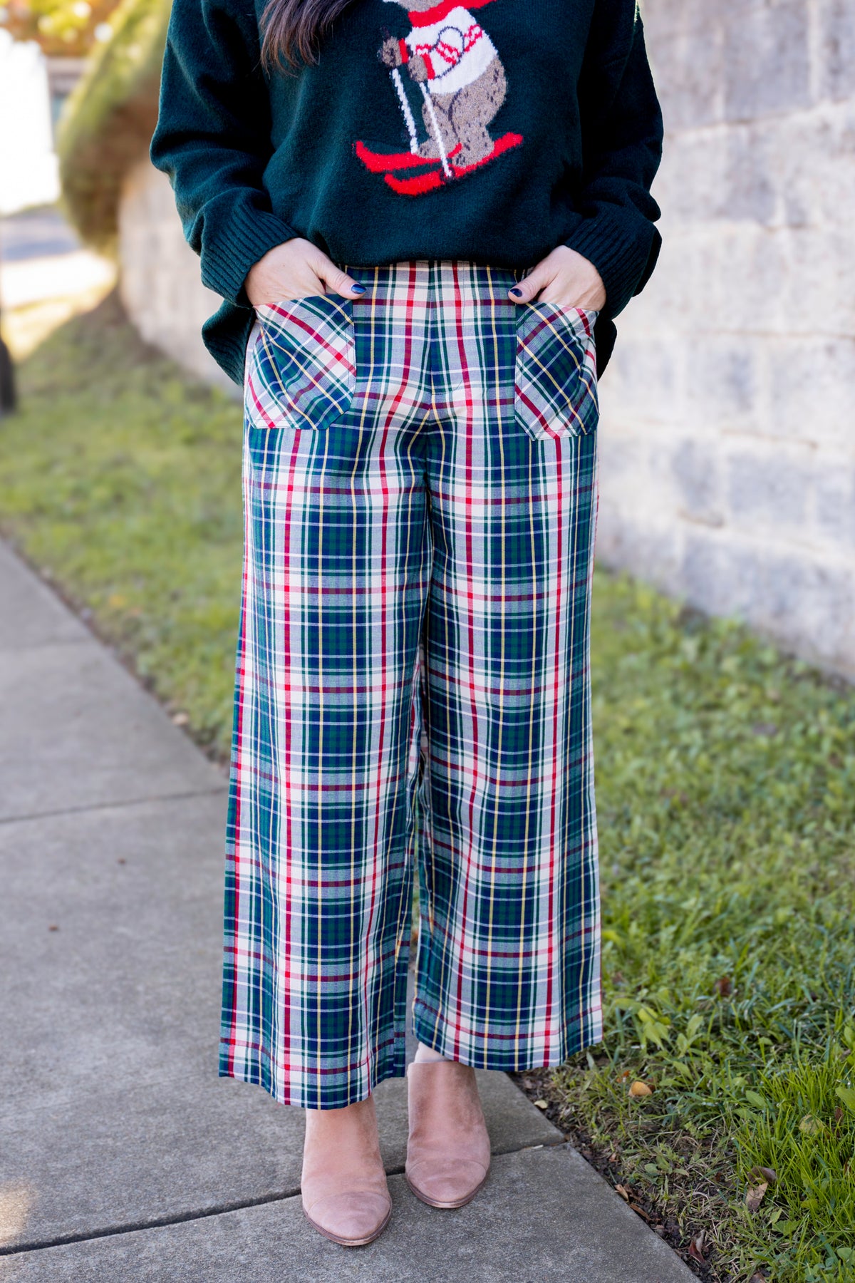 Plaid Patch Pocket Pants