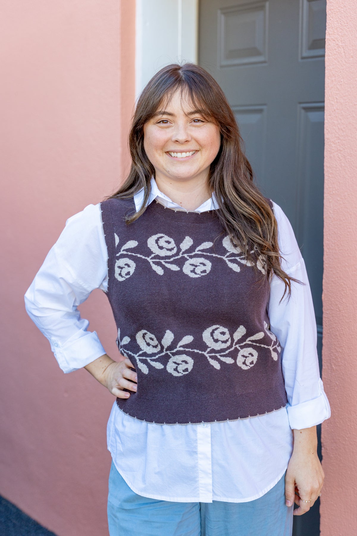 Annie Dark Brown Sleeveless Sweater