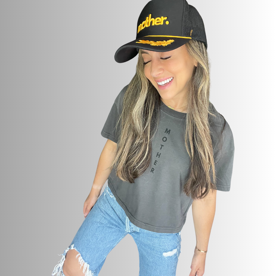 Mother Printed Crop Tshirt - Faded Black: Faded Black / Large