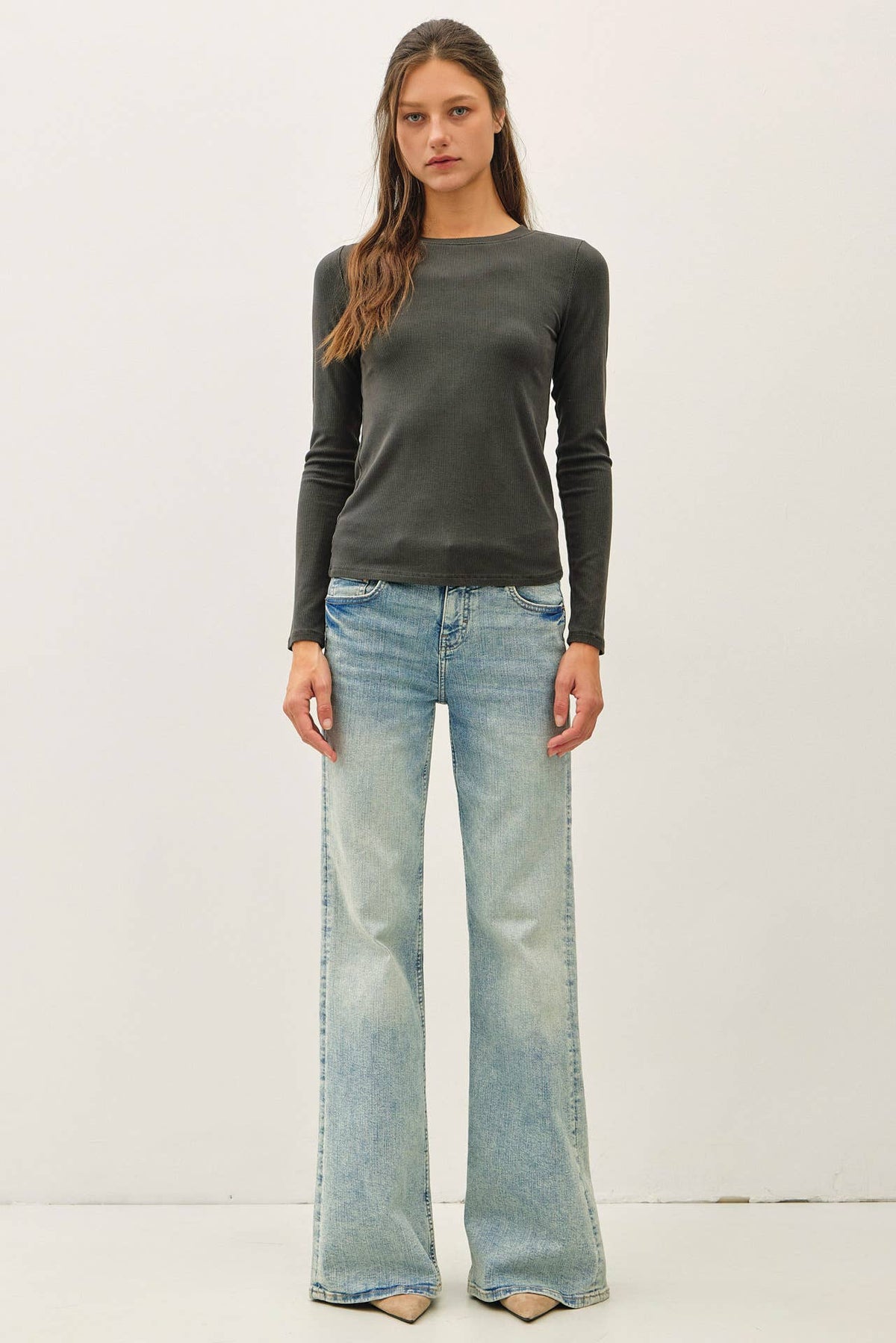 Charcoal Garment Dyed Crewneck Top