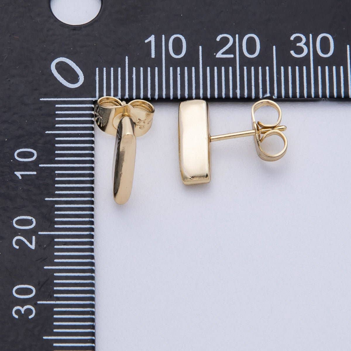 14K Gold Filled 14.5mm Minimalist Rectangular Stud Earrings | Earrings-00026
