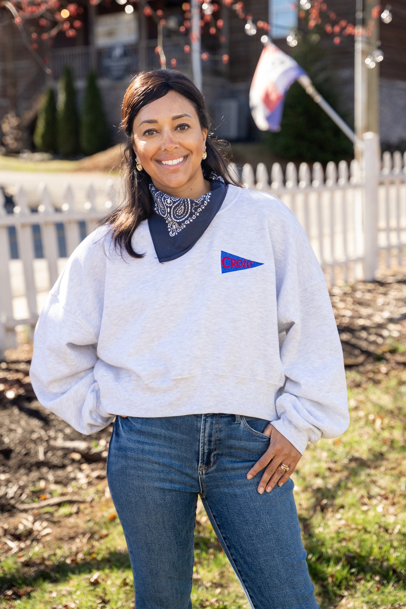 Crozet Pennant Flag Cropped Sweatshirt