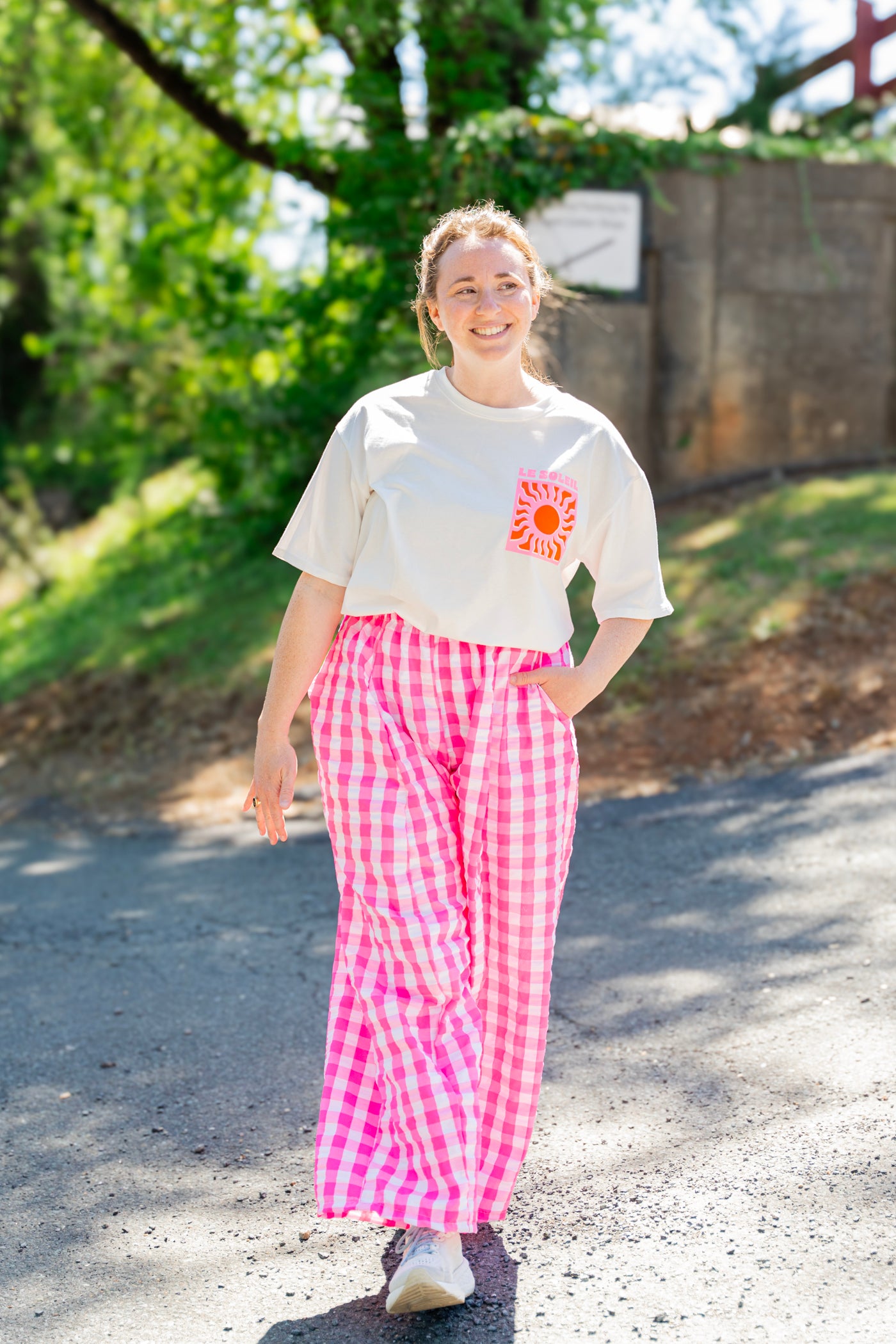 Gingham Pull-on Pants