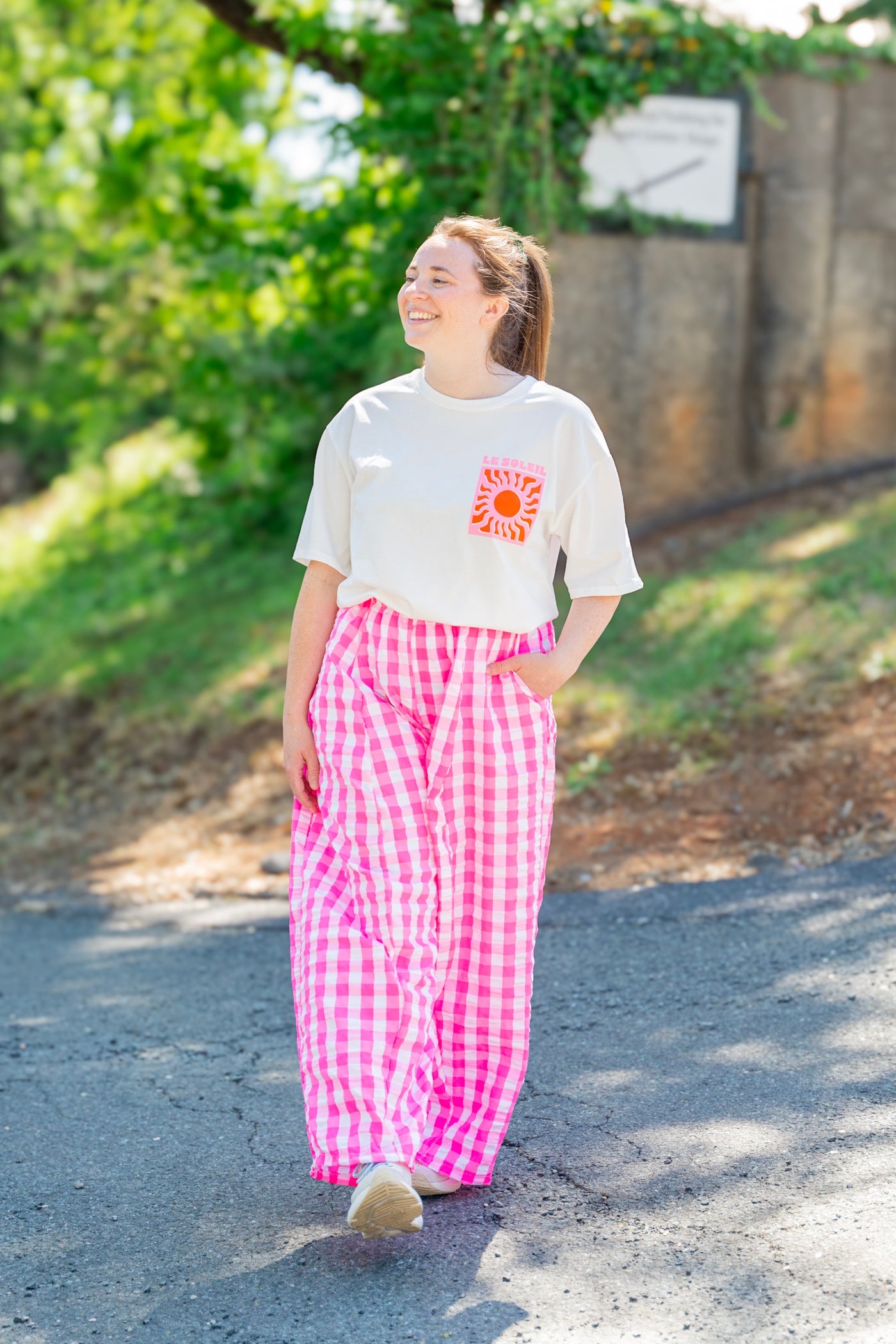 Gingham Pull-on Pants