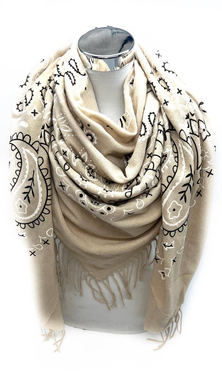 Large Bandana Scarf in Beige