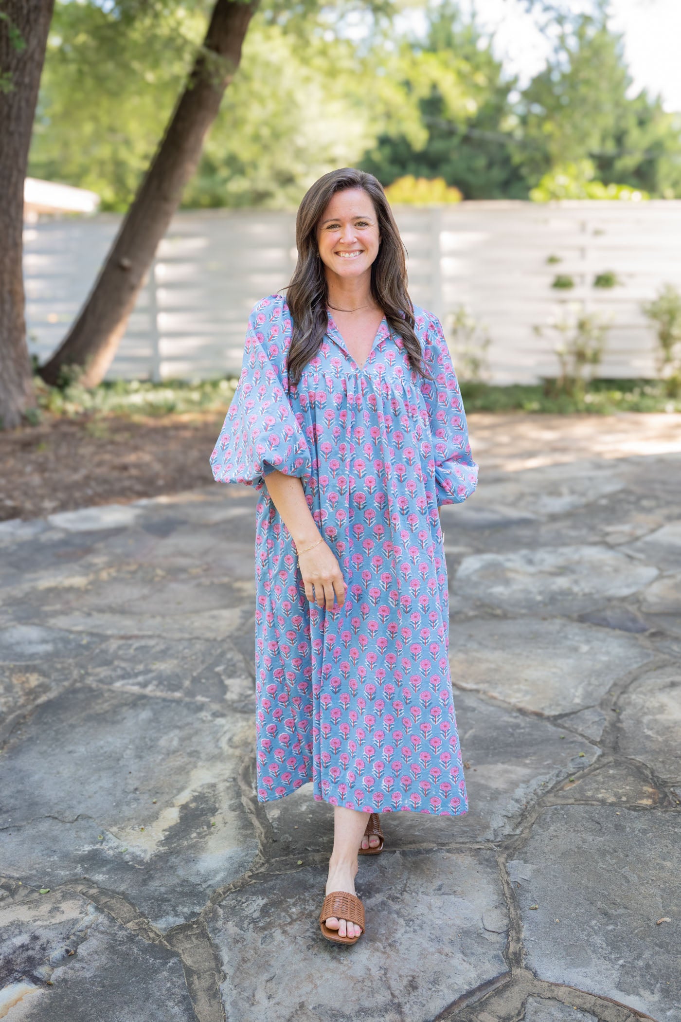 Emma Floral Block Print Dress
