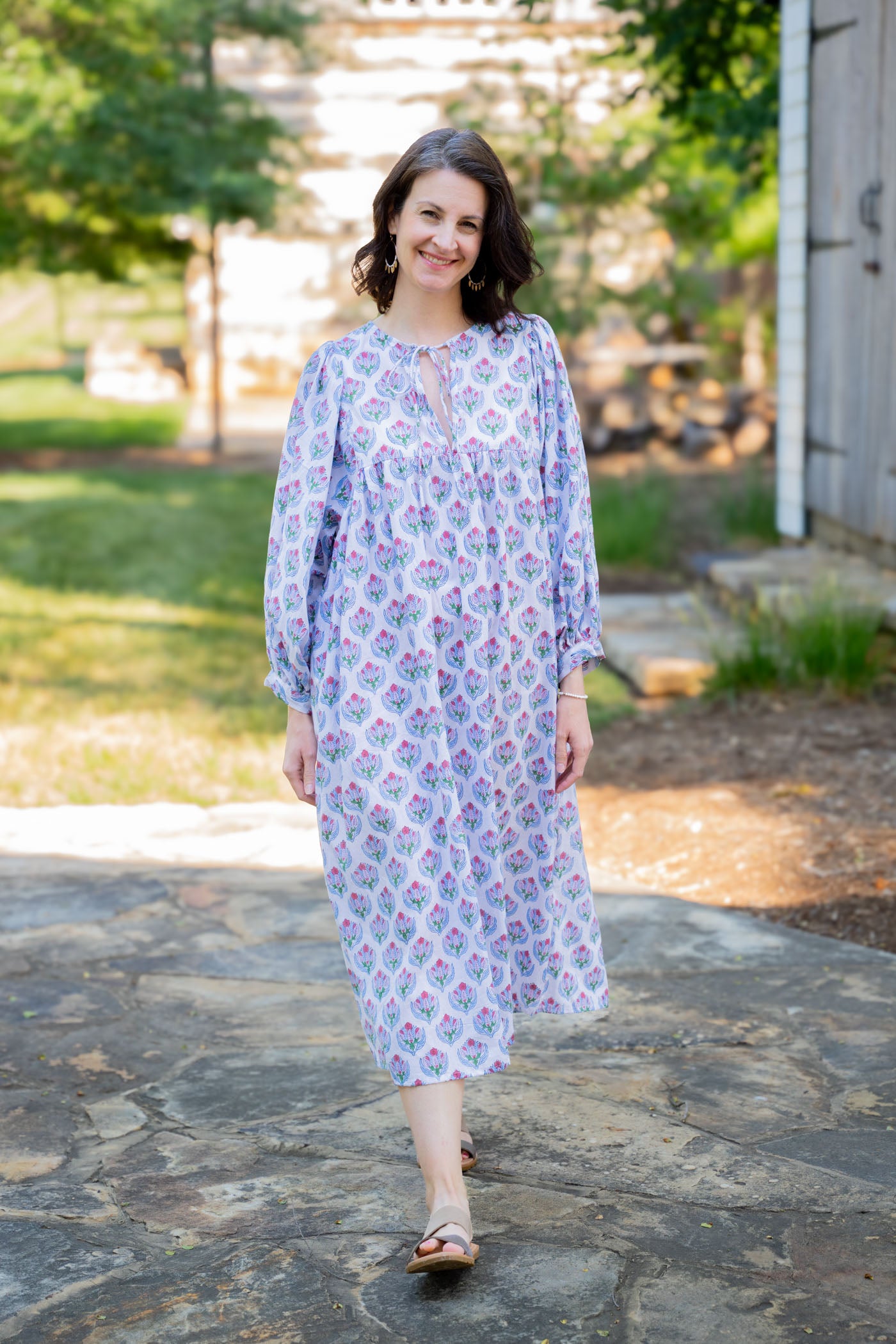 Emma Floral Block Print Dress