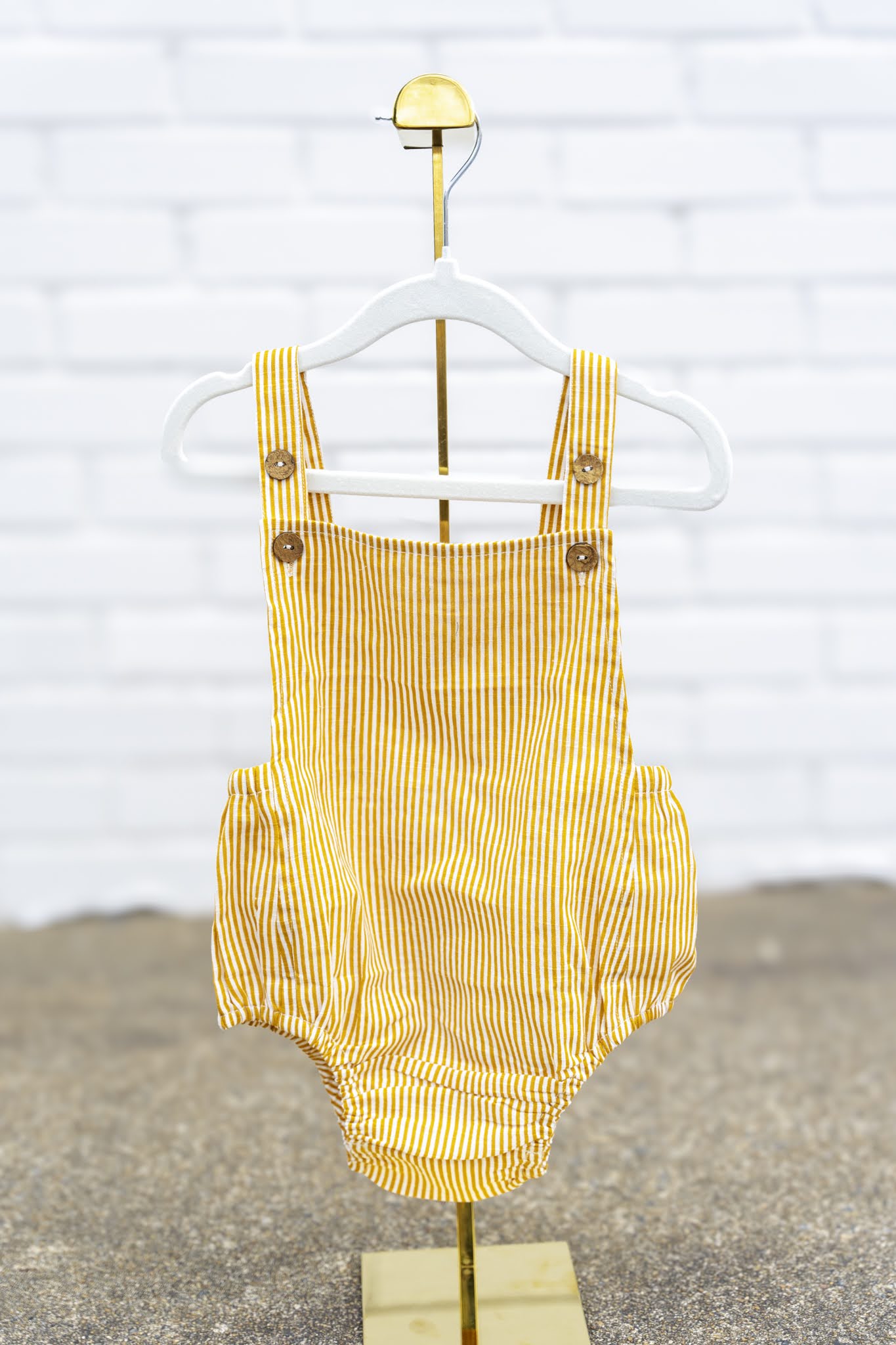 Mustard Stripe Baby Boy Bubble