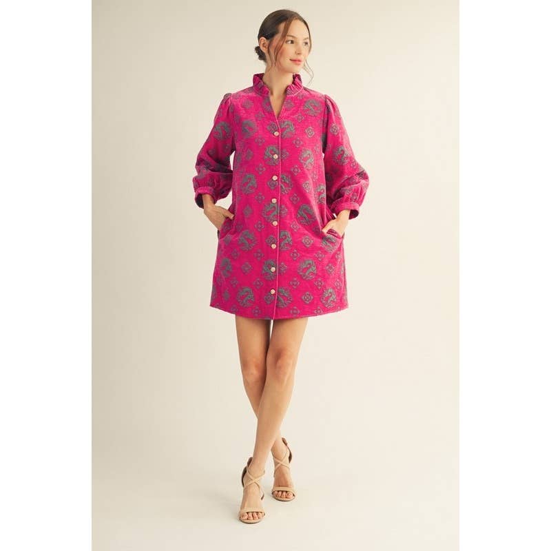 NEW Jacquard Dress: HOT PINK