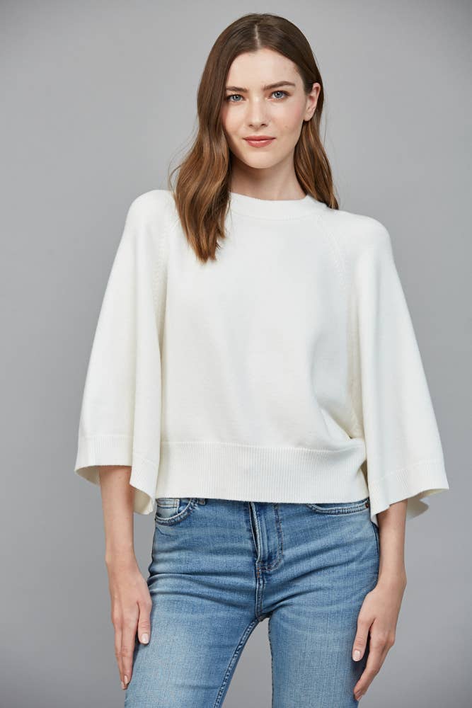 Cream Raglan Bell Sleeve Sweater