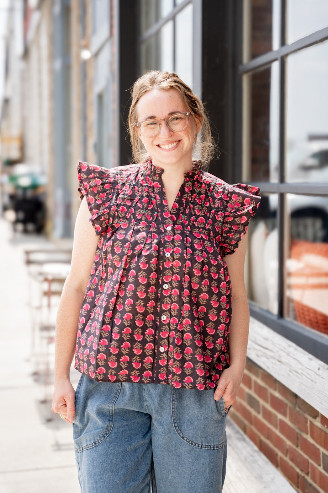 Cassidy Flutter Sleeve Button Top