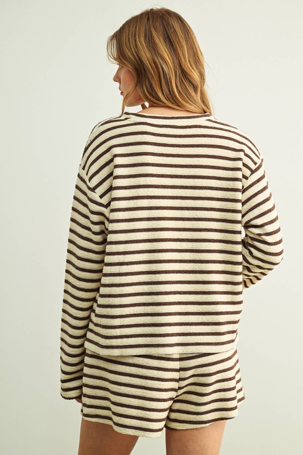 Textured Stripe Long Sleeve Top
