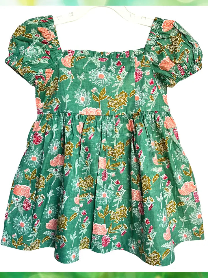 Girls Square Neck Cotton Dress