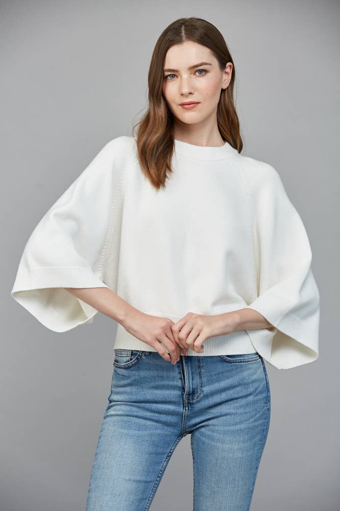 Cream Raglan Bell Sleeve Sweater