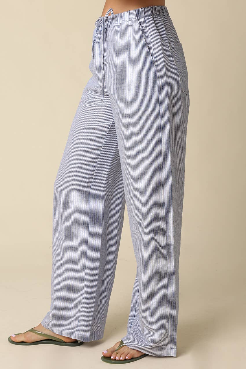Sky Linen Wide Leg Pants