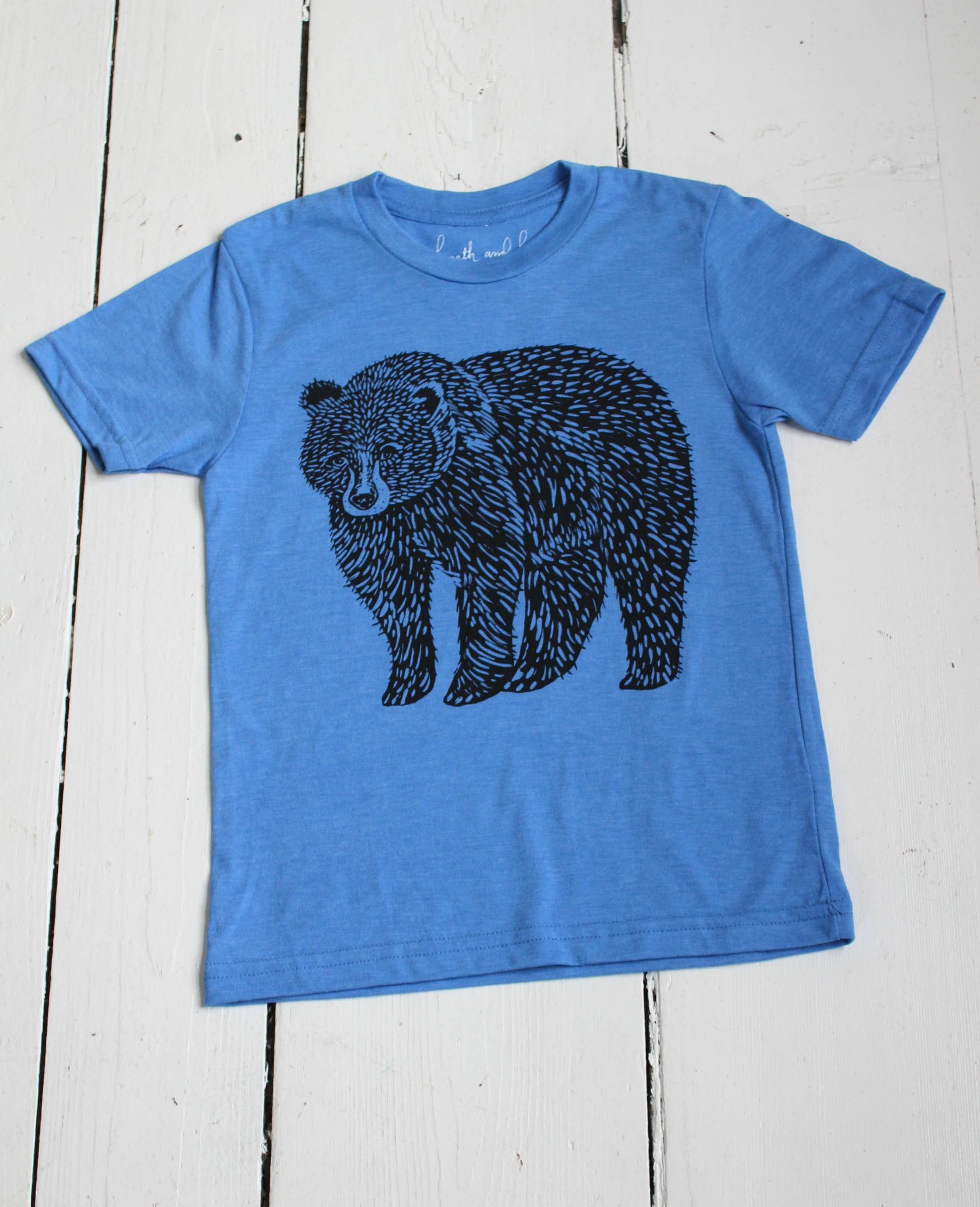 Kid's Organic Bear T-Shirt in Blue