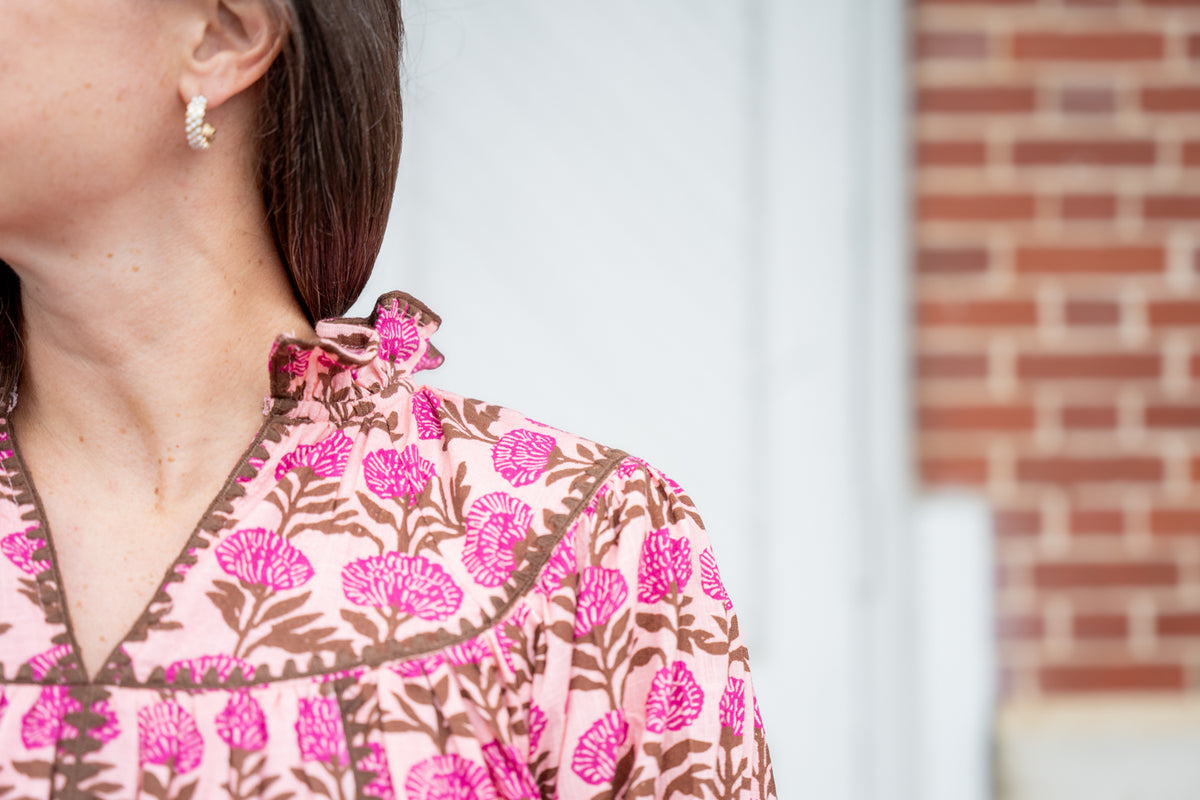 Rose Ruffle Collar Dress