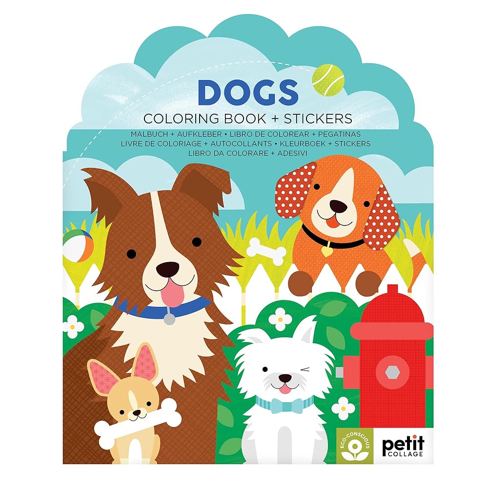 Dogs Coloring Book + Stickers cover image