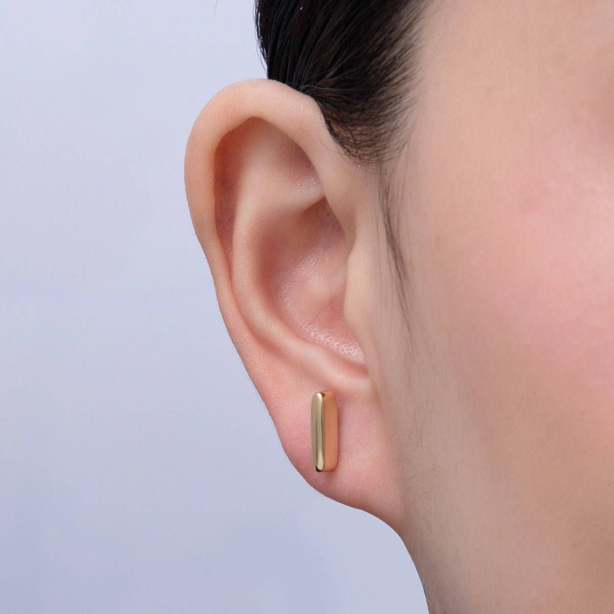 14K Gold Filled 14.5mm Minimalist Rectangular Stud Earrings | Earrings-00026