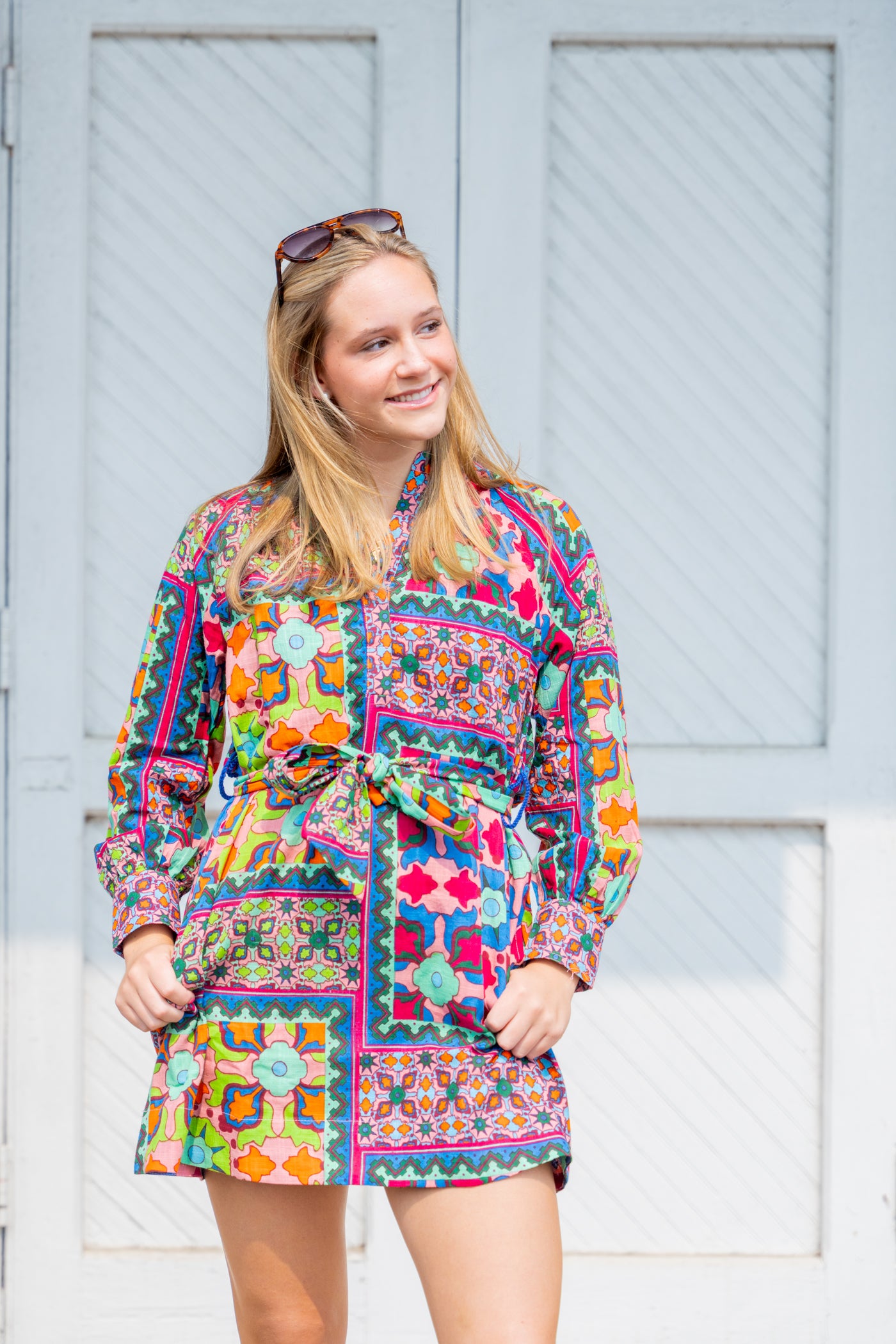 Popover Patch Print Dress