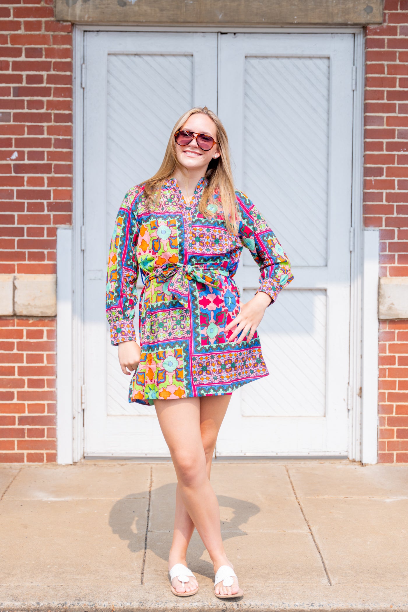 Popover Patch Print Dress