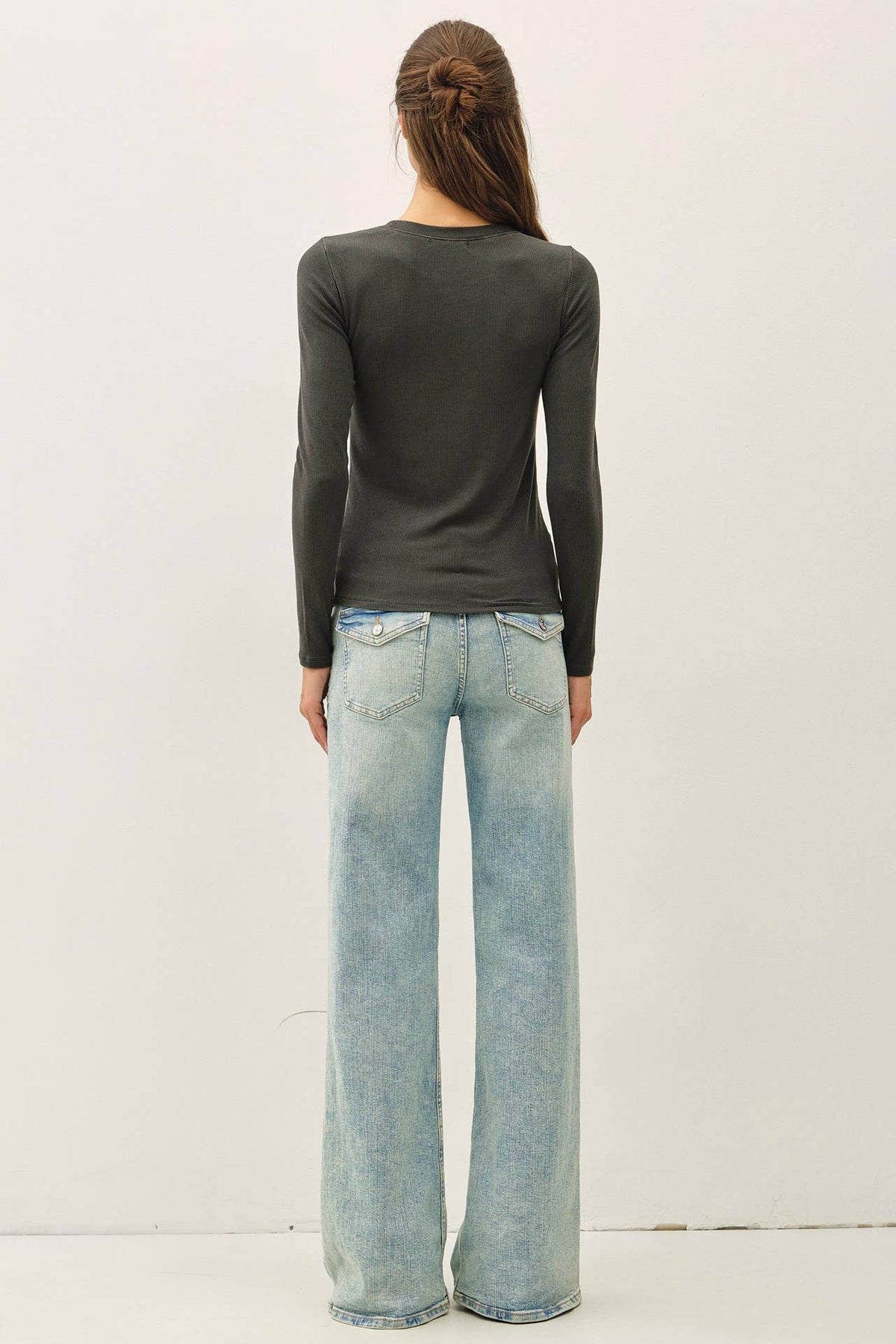 Charcoal Garment Dyed Crewneck Top