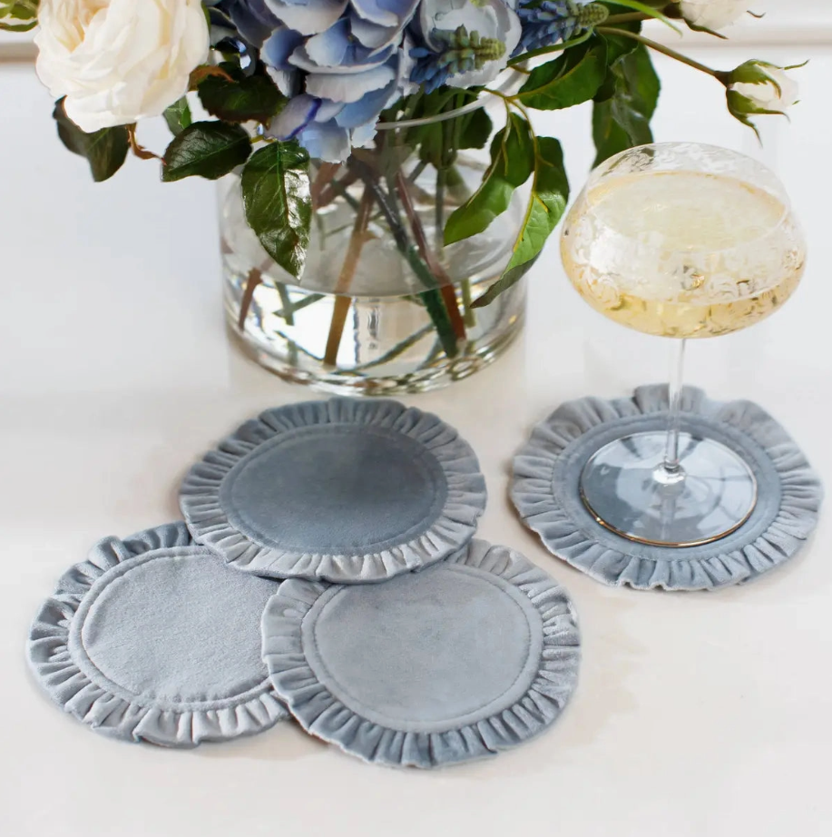 Round Ruffle Velvet Coasters