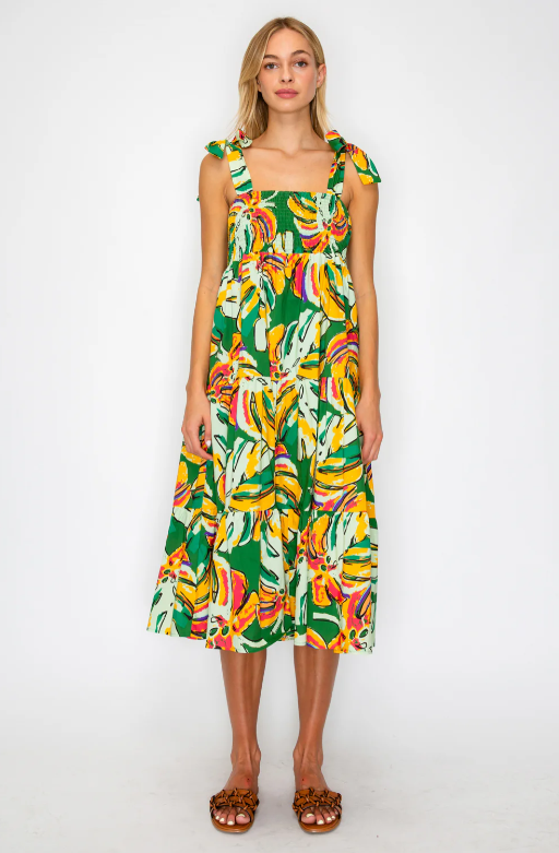 Calypso Monstera Midi Dress
