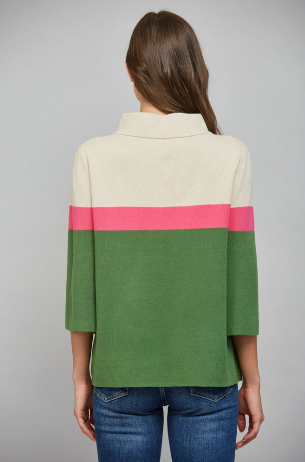 Color Block Mock Neck Sweater