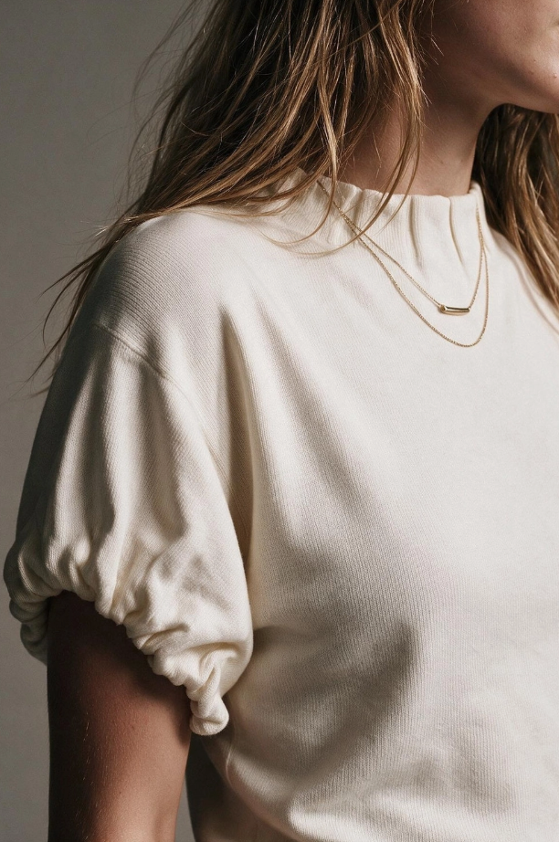 Cream Puff Sleeve Knit Top