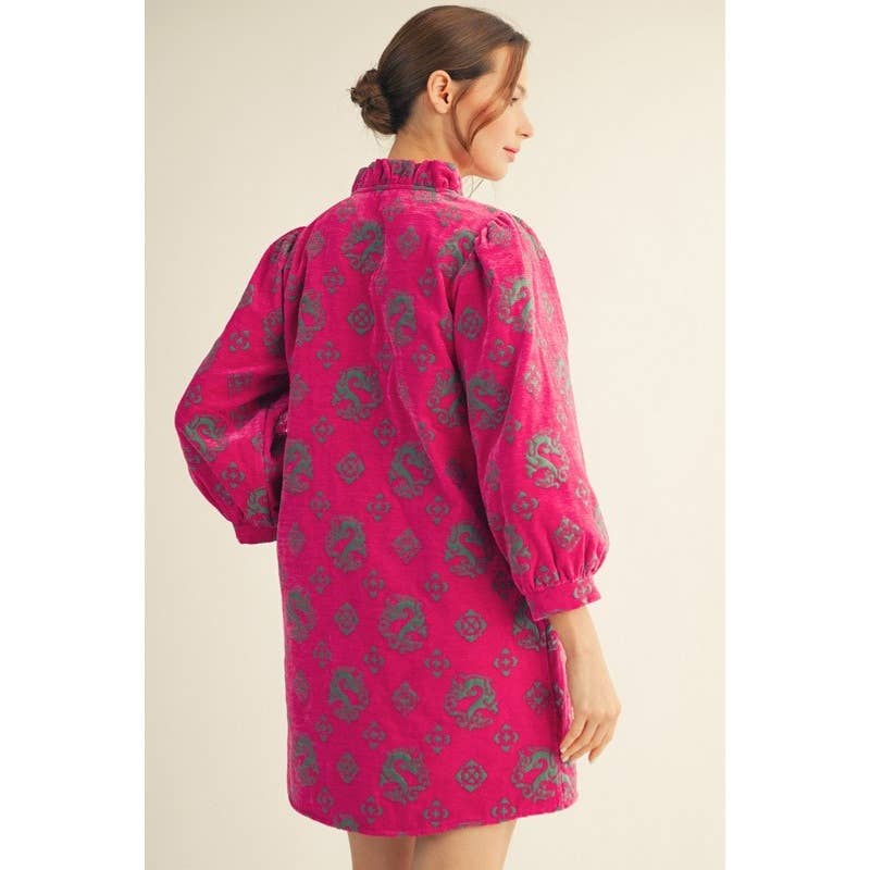 NEW Jacquard Dress: HOT PINK