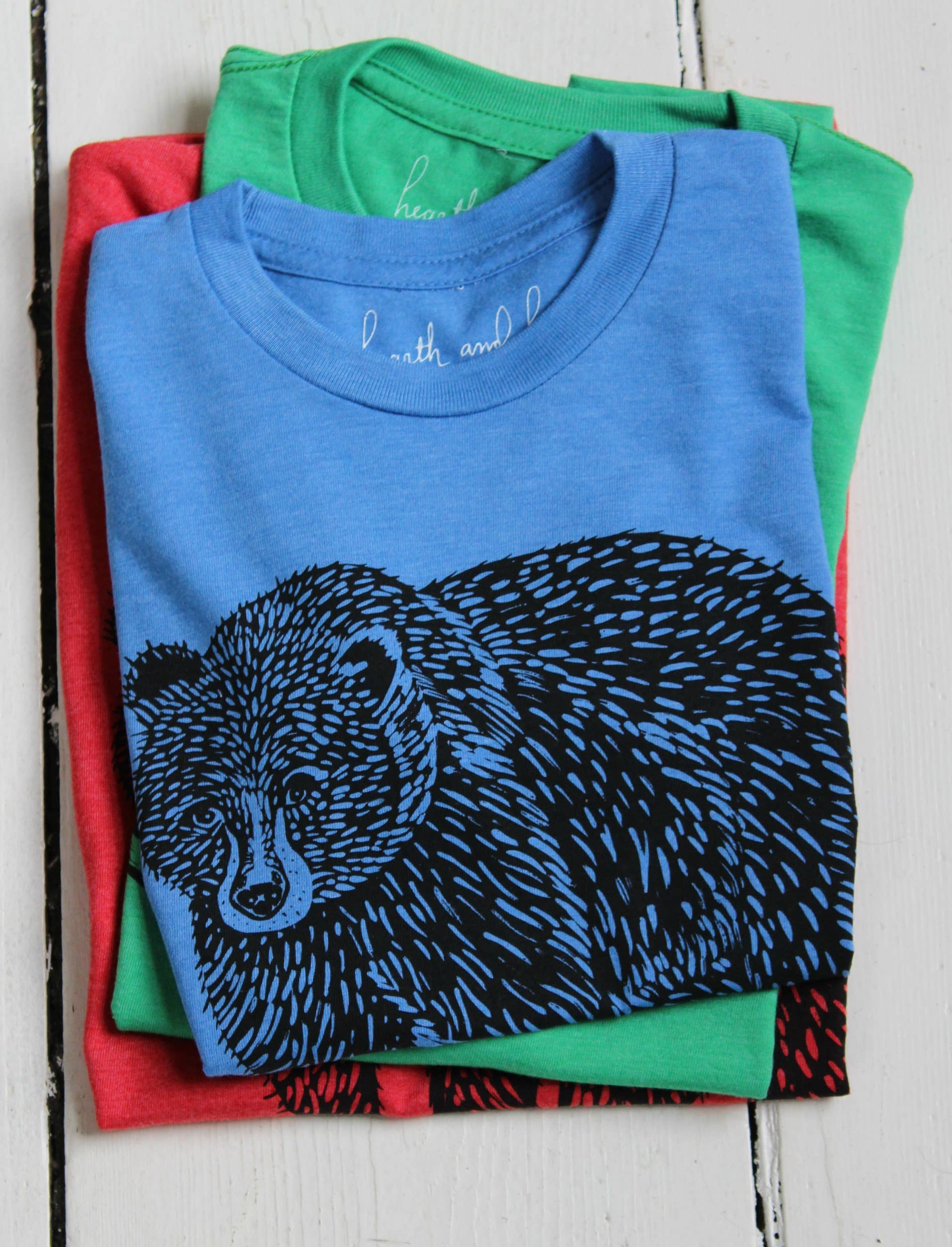 Kid's Organic Bear T-Shirt in Blue