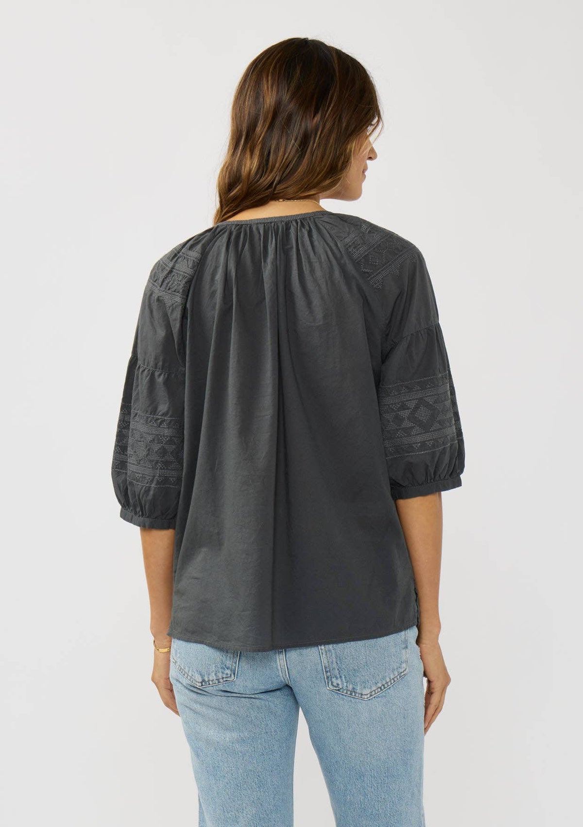 Grey Puff Sleeve Blouse