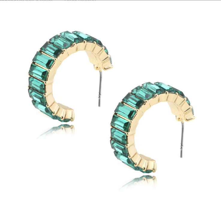 Rainbow CZ Hoop Earrings