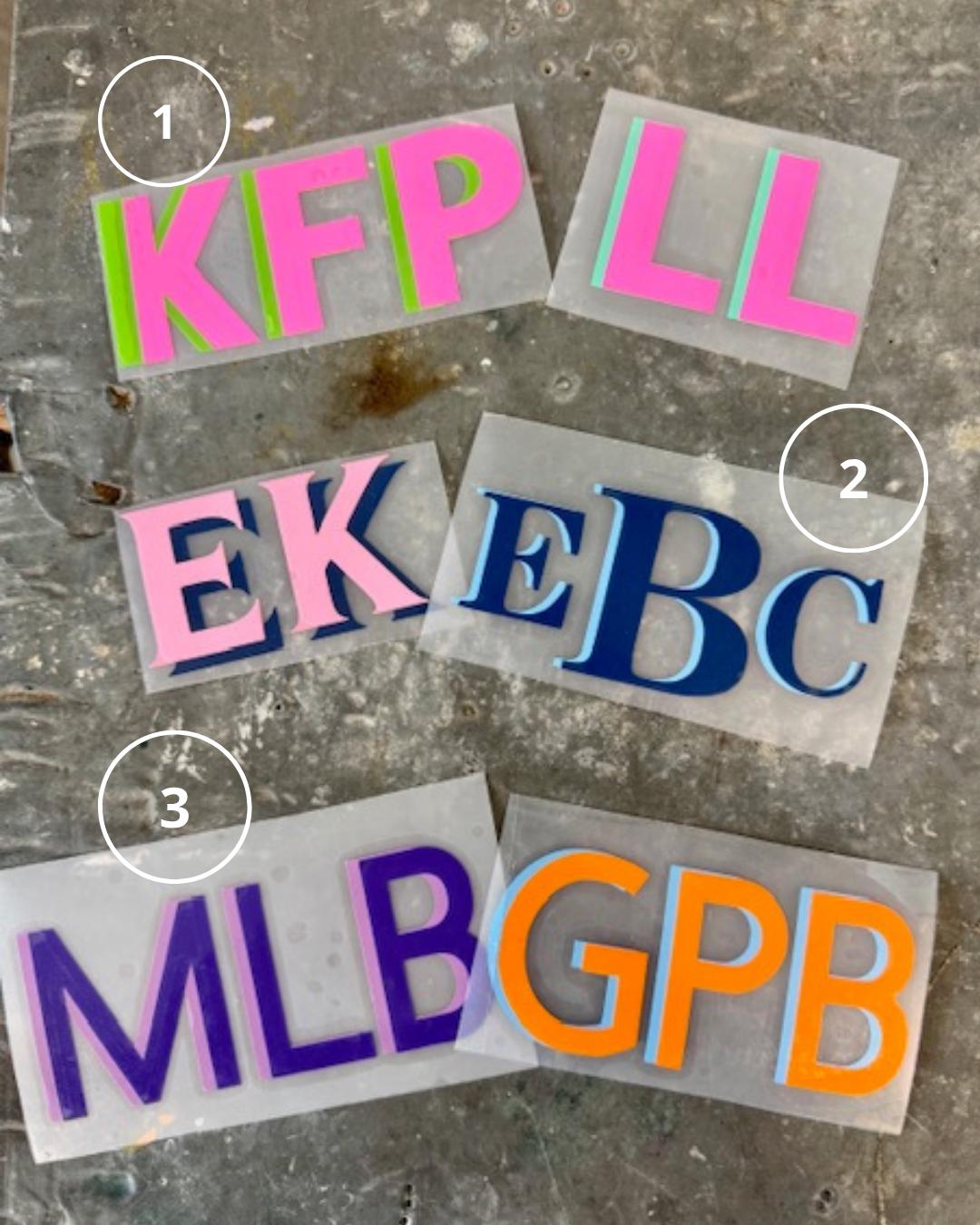 Custom Double-Layer Monogram Decal | Monogram Sticker | Tumbler, Mahjong Card, Luggage, Zip Pouch