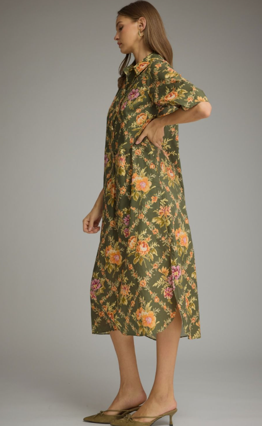 Lucia Olive Shirt Dress