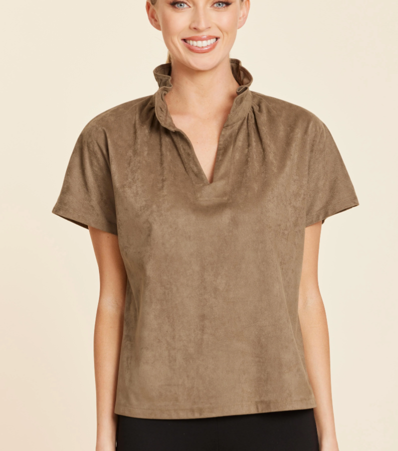 Olive Faux Suede Top
