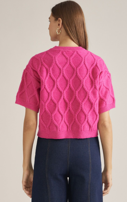 Diamond Knit Short Sleeve Sweater