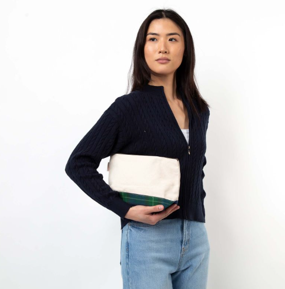 Canvas Plaid Clutch