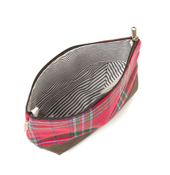 Plaid Clutch with Waxed Canvas