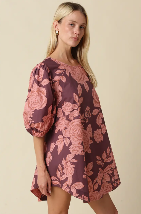 Rose Floral Mini Dress